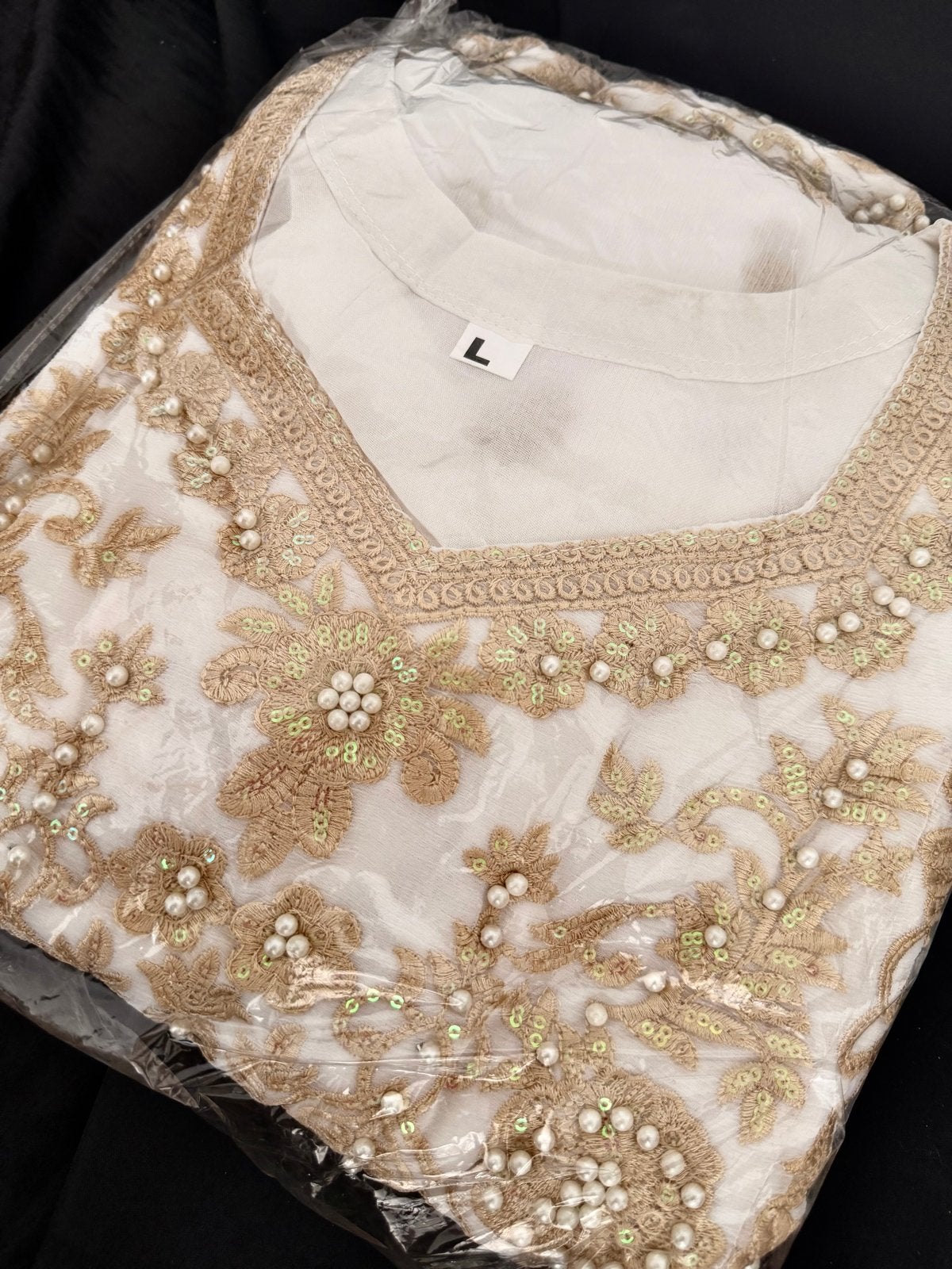 Prachtige wit Indiase/Pakistaanse shalwar kameez - Maat M/L, Overige typen, Verzenden, Wit, Maat 42/44 (L)