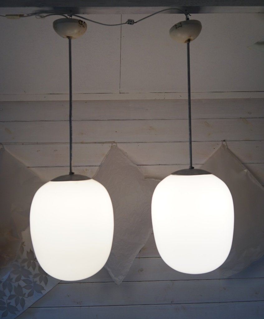 vintage design philips schoollamp hanglamp metaal opaline B, Ophalen