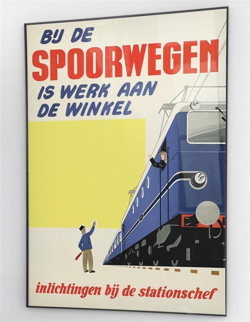 Spoorwegen Affiche Werk aan de Winkel Trein Poster ns, Verzenden, Nieuw, Tram, Overige typen