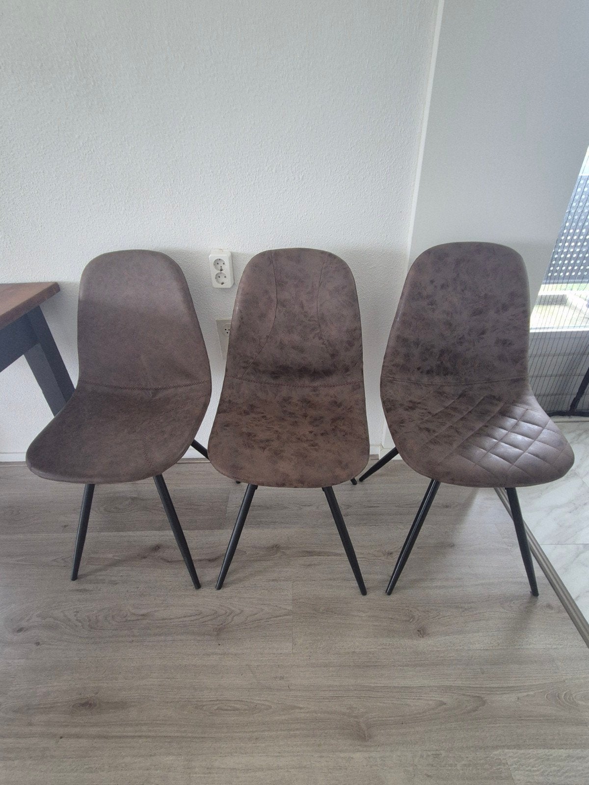 Set van 5 eetkamerstoelen - Grijs/Bruin, Ophalen, Gebruikt, Drie, Industrieel, Modern