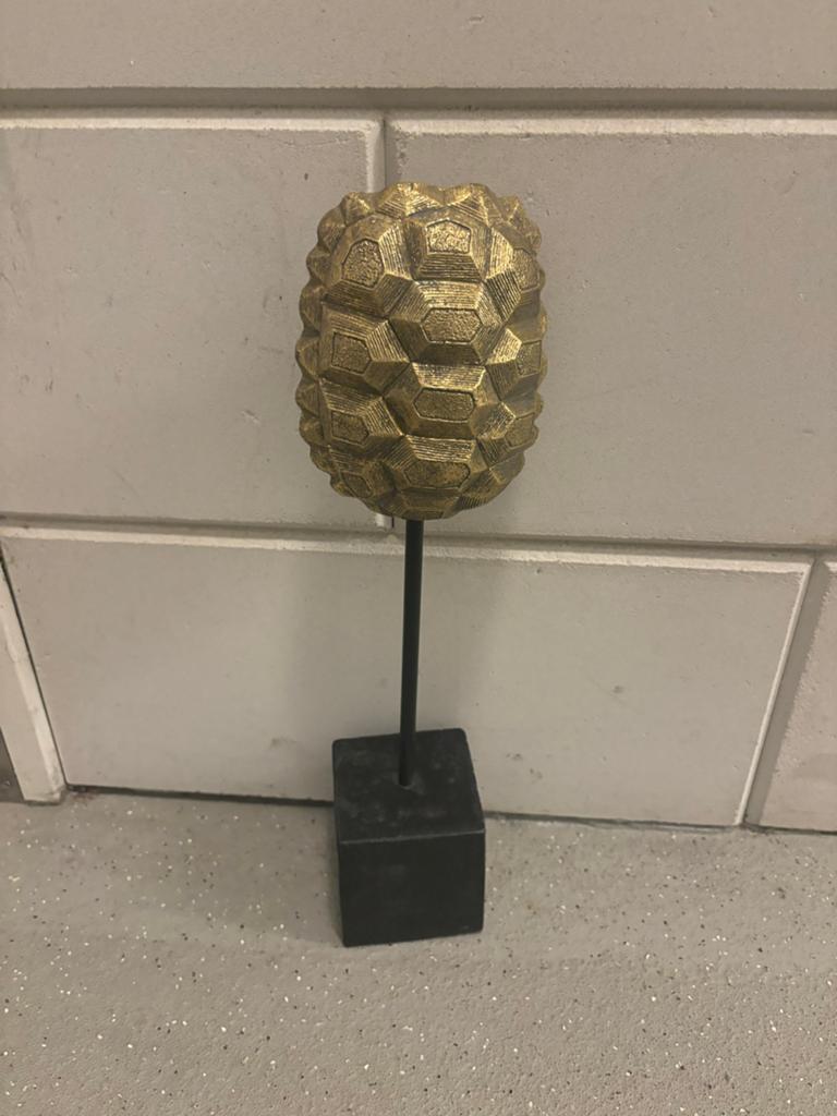 Decoratief Schildpad Schild op Standaard - Goudkleurig, Overige materialen, Overige stijlen, Ophalen of Verzenden, Zo goed als nieuw