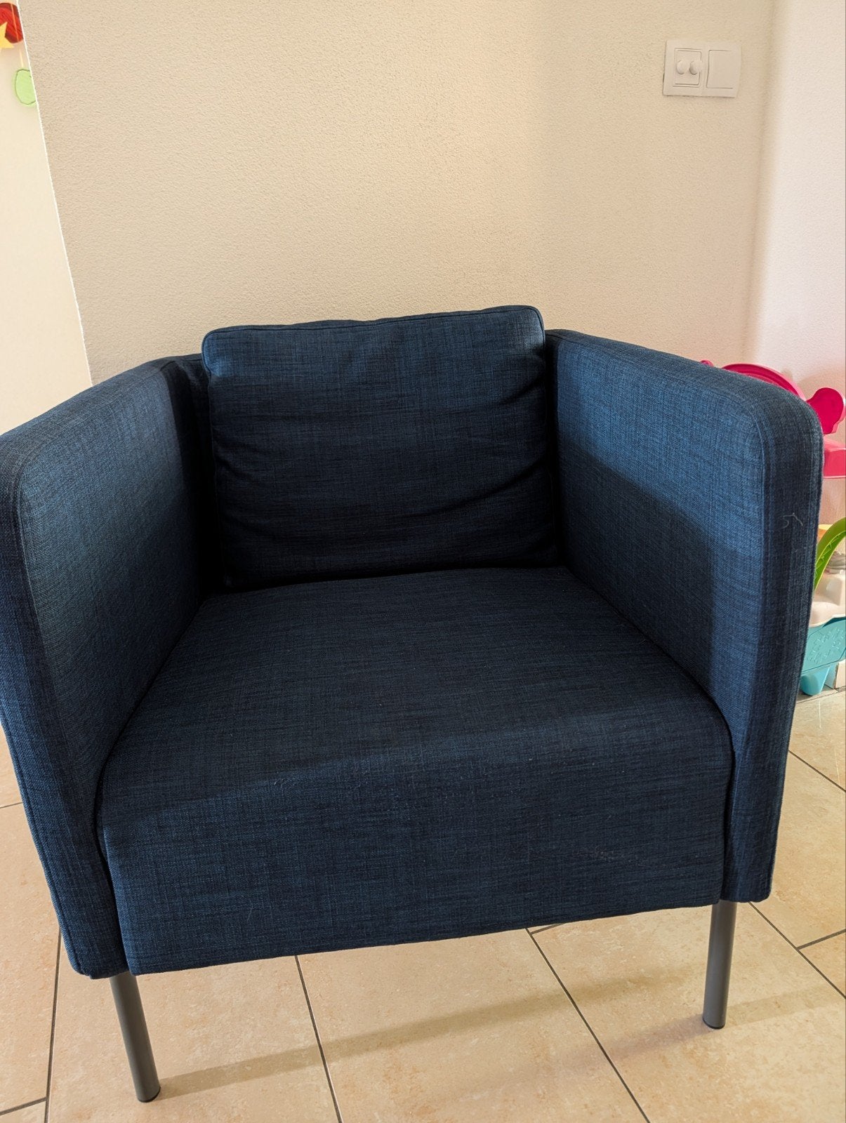 2x Ikea stoel/fauteuil blauw, Ophalen, Gebruikt, Minder dan 75 cm, Stof