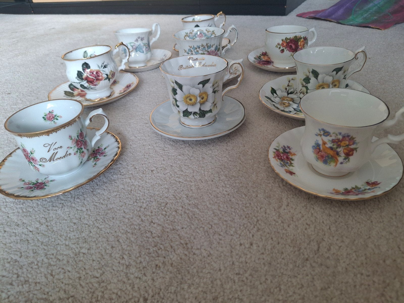9 engelse theekopjes met schotels - Vintage, Antiek en Kunst, Ophalen