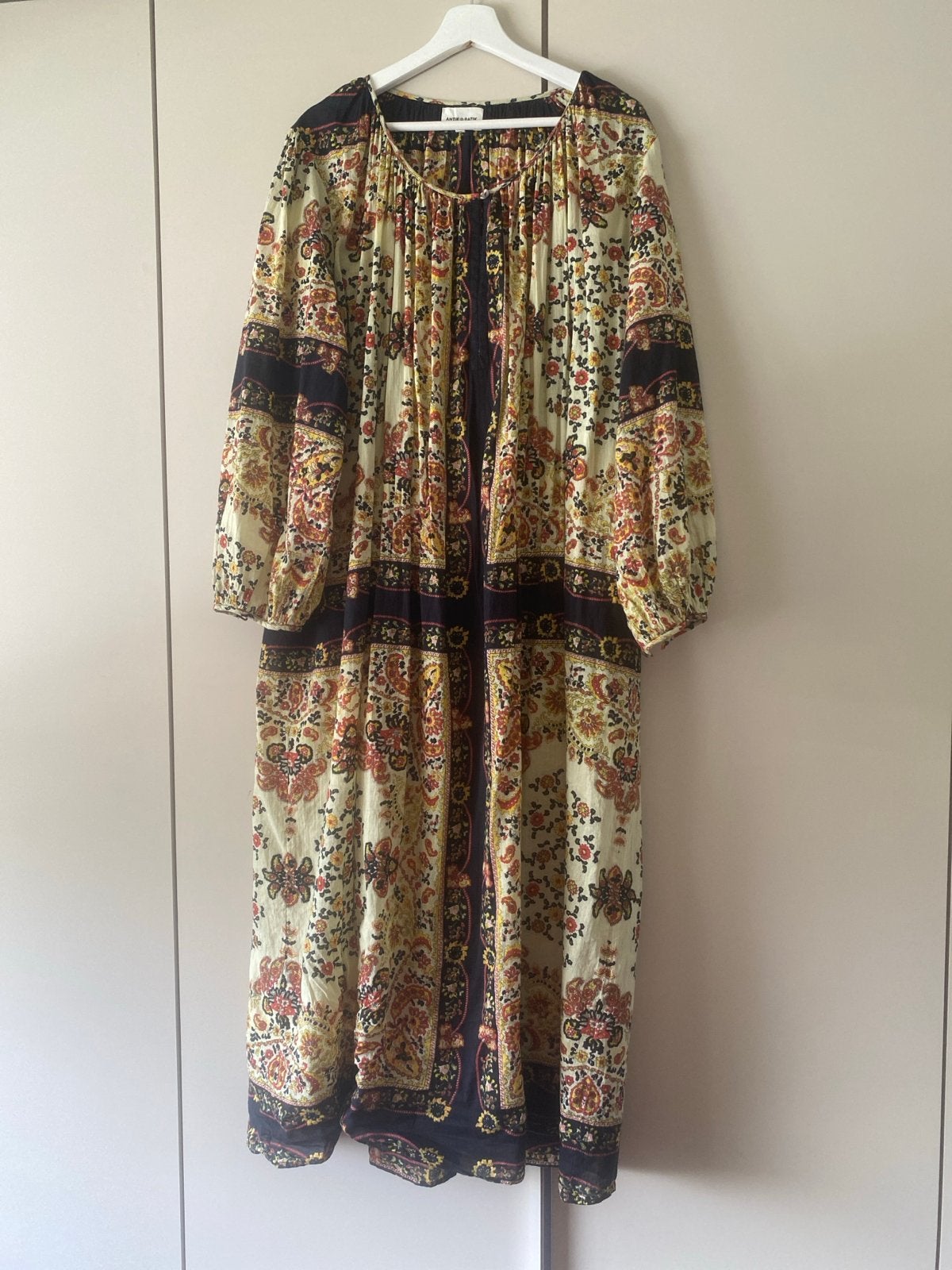 Antik batik jurk, Kleding | Dames, Jurken, Maat 42/44 (L), Zo goed als nieuw, Onder de knie, Meerkleurig