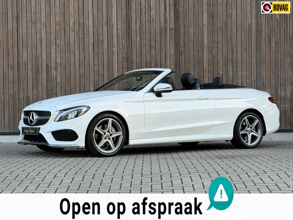 Mercedes-Benz C-klasse Cabrio 180 Premium / AMG-line / 18' /, Zwart, Cabriolet, 4 stoelen, Wit