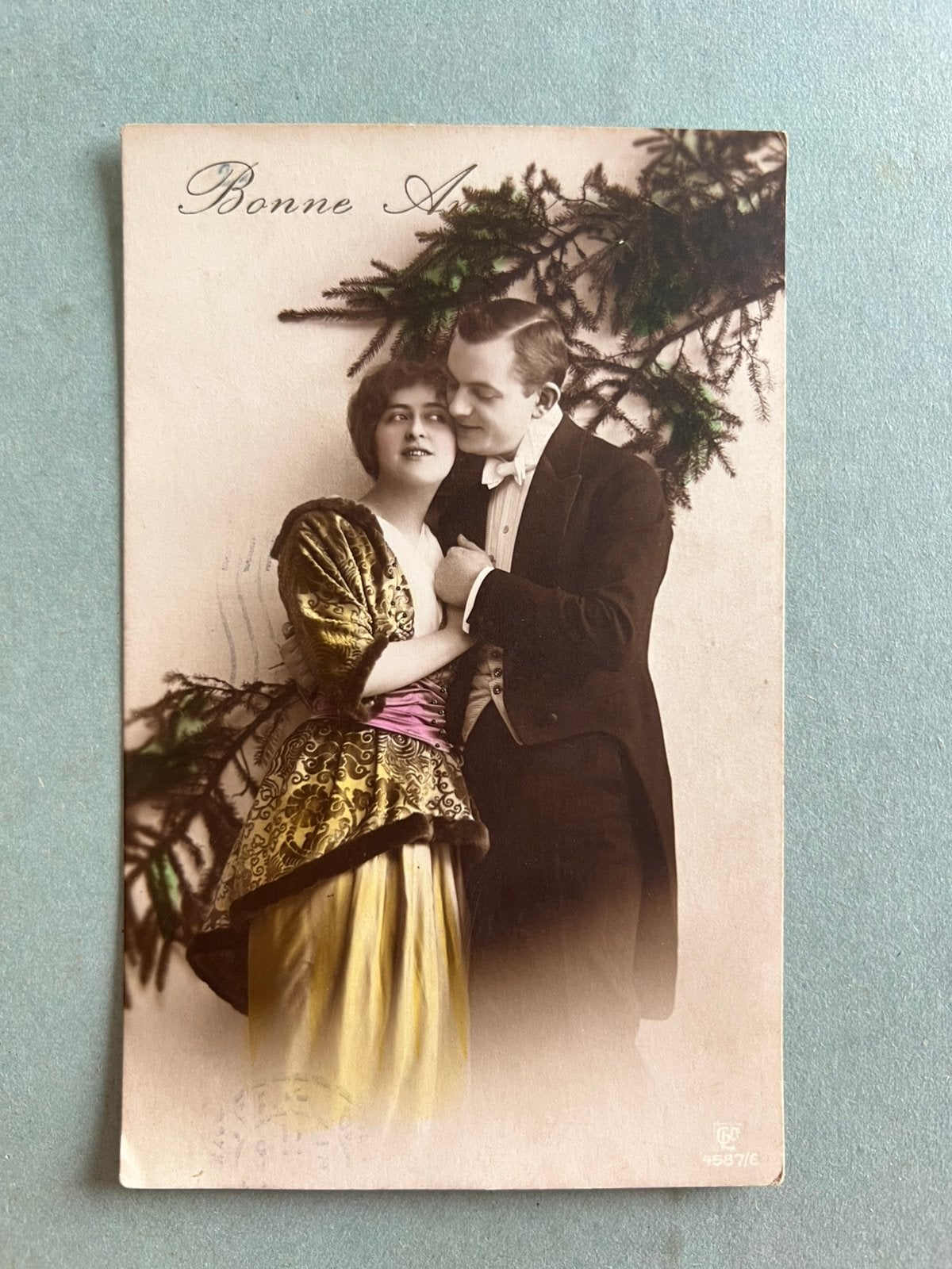 Bonne Année - echtpaar, Ophalen of Verzenden, Voor 1920, Gelopen, Feest(dag)