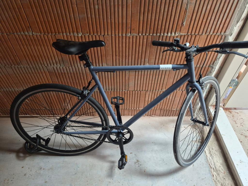 Elops 500 M Stadsfiets Single Speed Blauw Grijs, Fietsen en Brommers, Fietsen | Heren | Herenfietsen, Velgrem, Zo goed als nieuw