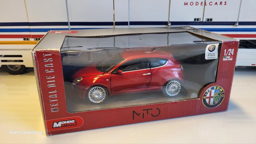 Mundo Motors Alfa Romeo Mito Red Metallic 1/24, Overige merken, Gebruikt, Auto, Ophalen of Verzenden