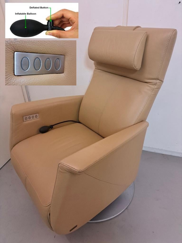 Prominent  Toscana Sta-op Elektrisch relaxfauteuil Echt Leer, Ophalen, Minder dan 75 cm, Leer, Zo goed als nieuw