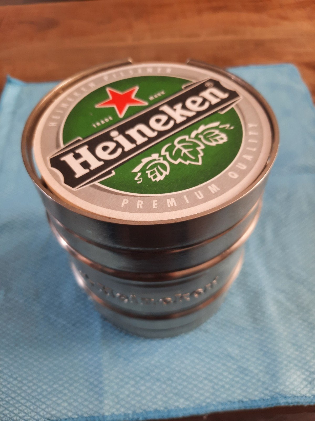 Heineken RVS bierton viltjeshouder - Mancave item, Ophalen, Gebruikt