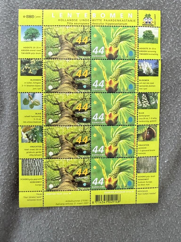 Nederland postzegelvel “Lentebomen” 2007 - Postfris, Ophalen of Verzenden, Na 1940, Postfris