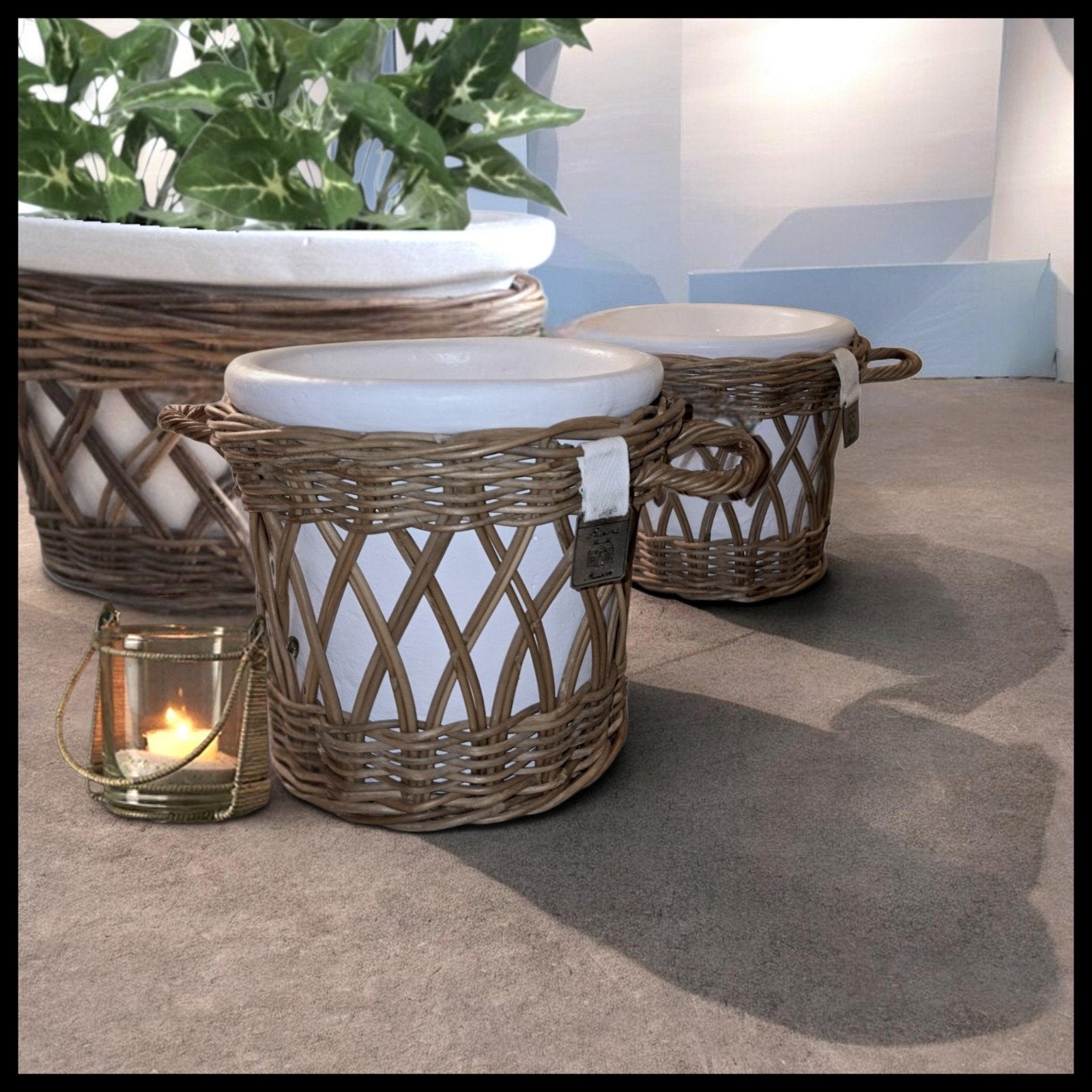 3 pcs rivièra maison bloempot & 1 rivièra maison votive, Ophalen, Gebruikt