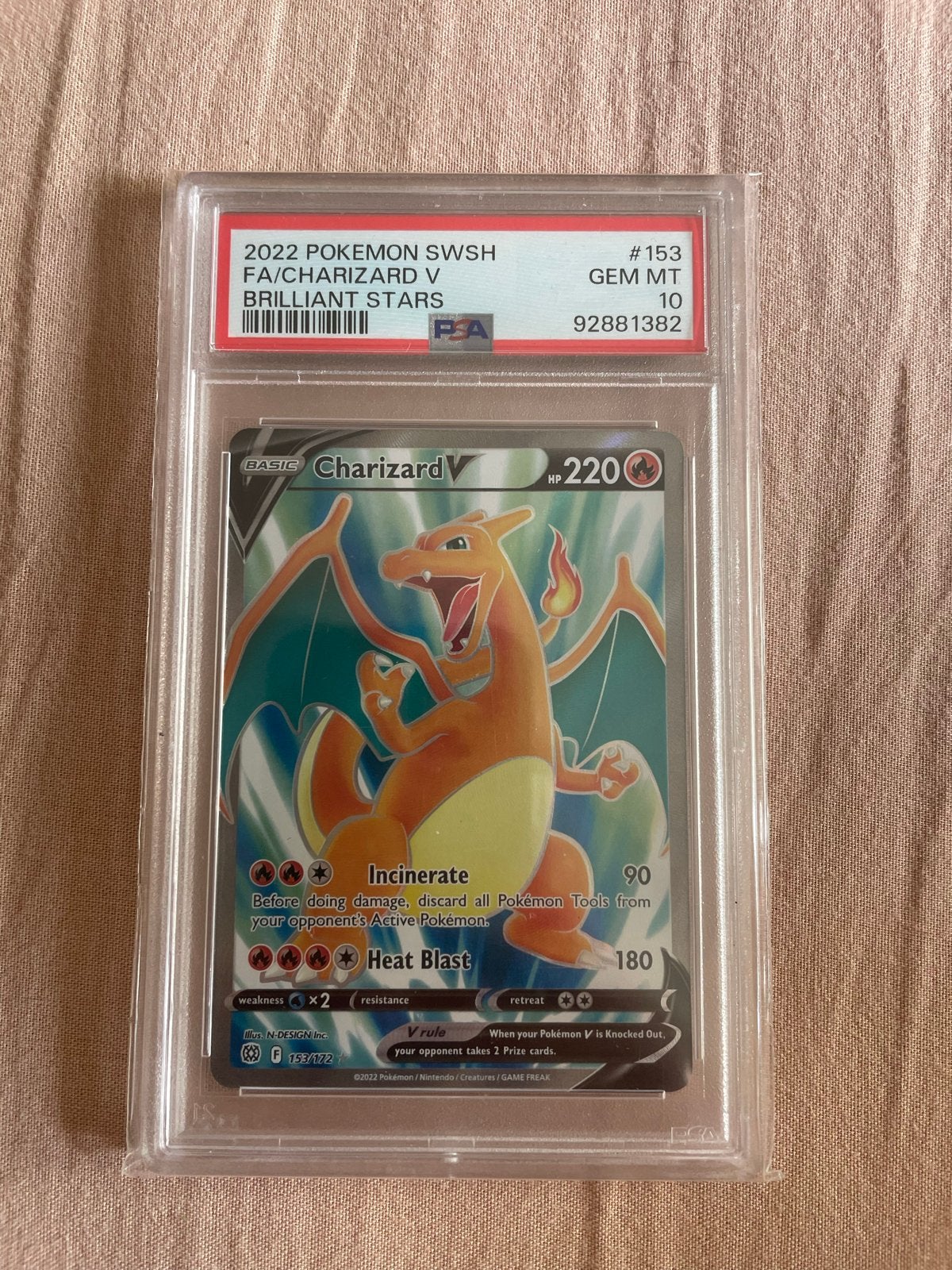 PSA 10 Charizard V 153/172 Brilliant Stars Full Art, Ophalen of Verzenden, Nieuw, Losse kaart