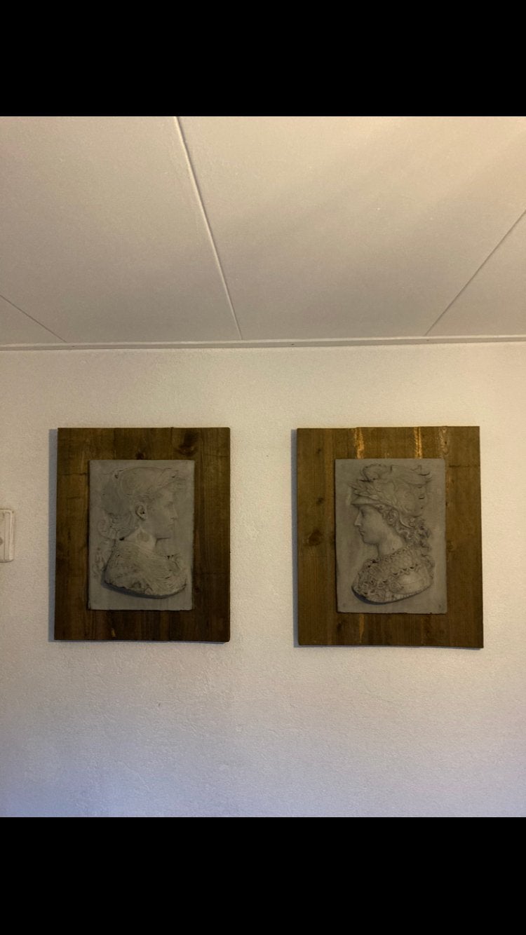 Set van 2 wanddecoraties: Klassieke profiel bustes, Ophalen, Handgemaakt, Wanddecoratie, 20 - 50 cm