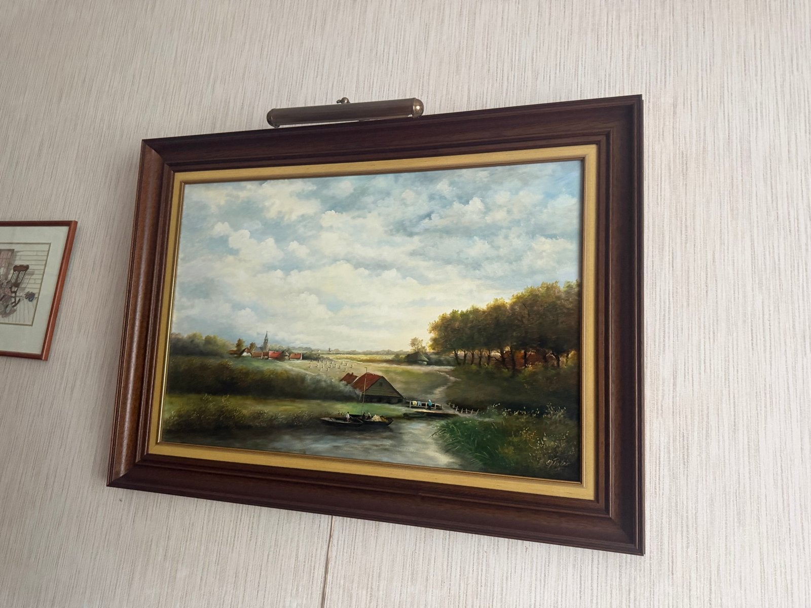 Klassiek Hollands Landschap Schilderij - Olieverf op Doek, Ophalen, Doek, Gesigneerd, Landschap