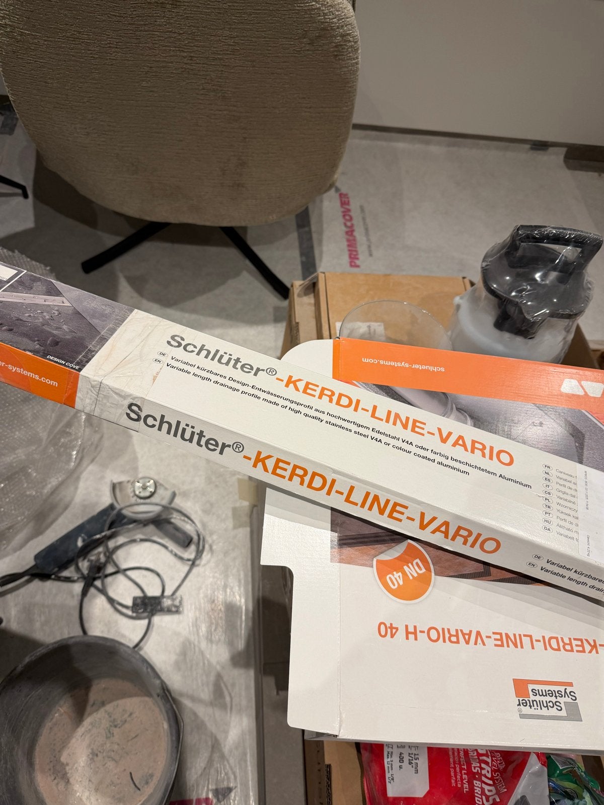 Nieuwe Kerdi-Line douchegoot inkortbaar 1:20 breed, Ophalen, Nieuw, Rvs, Douche