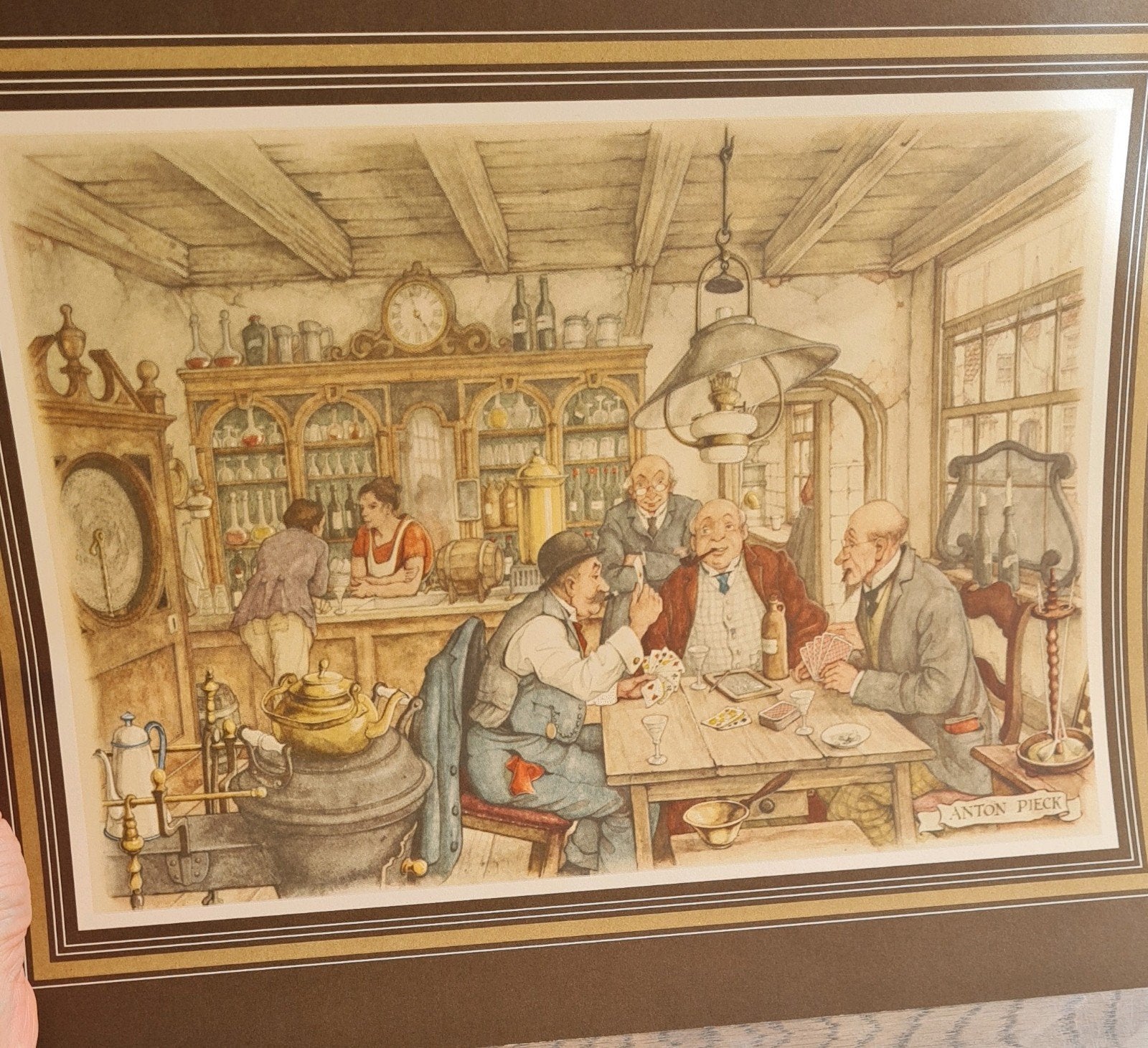 Anton Pieck prent: Gezellige kroegscène, Antiek en Kunst, Ophalen, Dagelijks leven, 1950 - 1999, Overige technieken