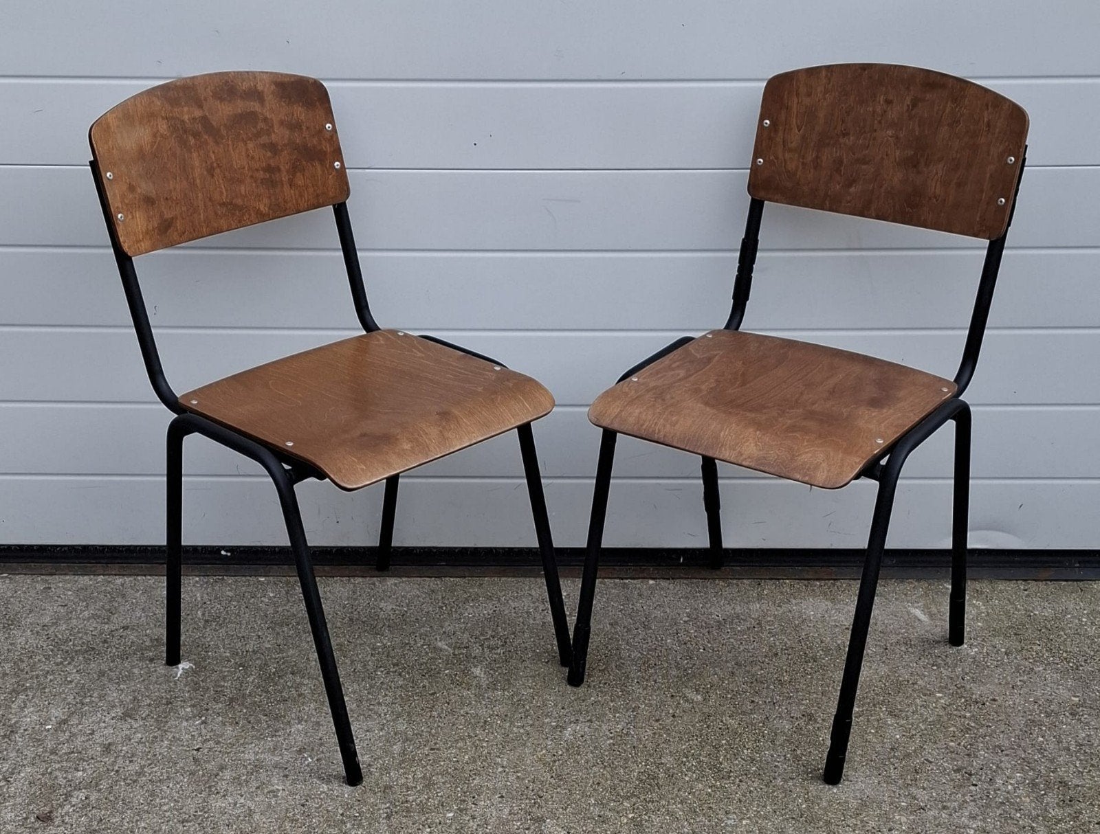 6 x schoolstoelen hout kantine stoelen bistro cafe horeca, Huis en Inrichting, Zwart, Ophalen of Verzenden, Zo goed als nieuw
