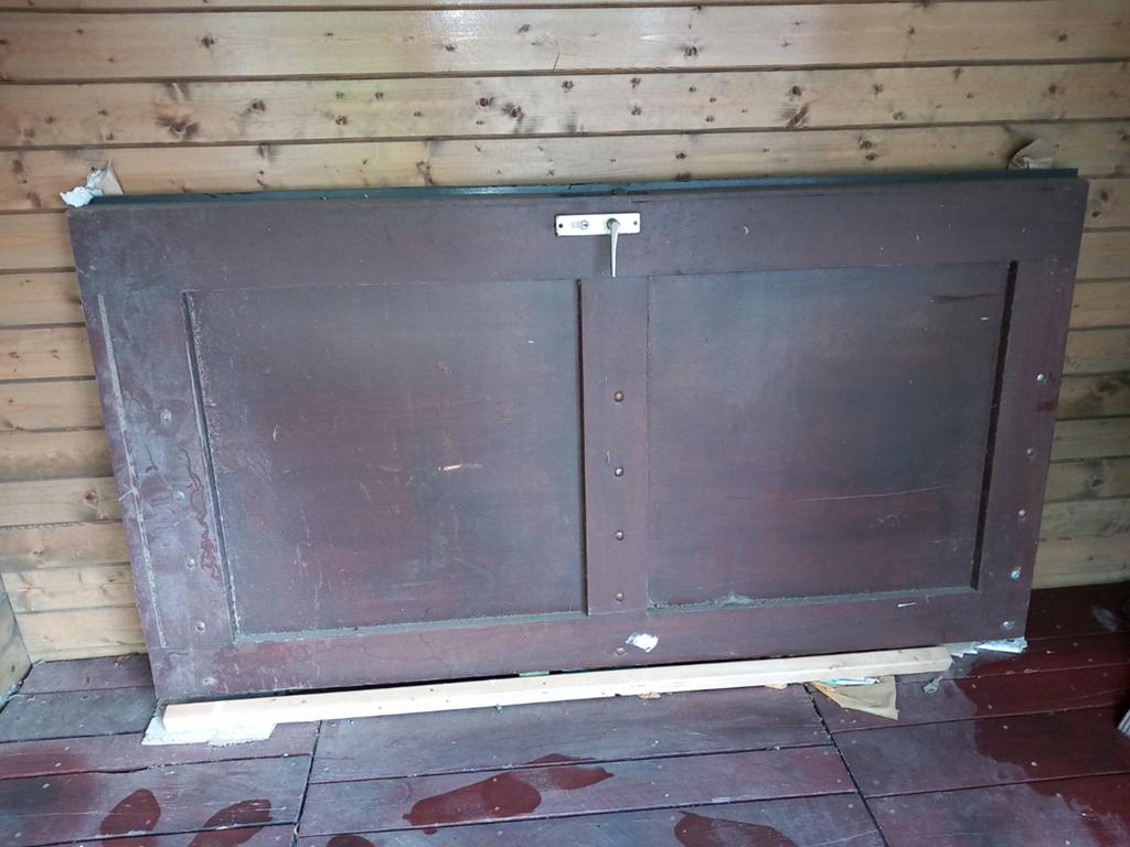 Tuinpoort massief hout 198 x 104 cm., Ophalen, Gebruikt, Hout, Overige typen