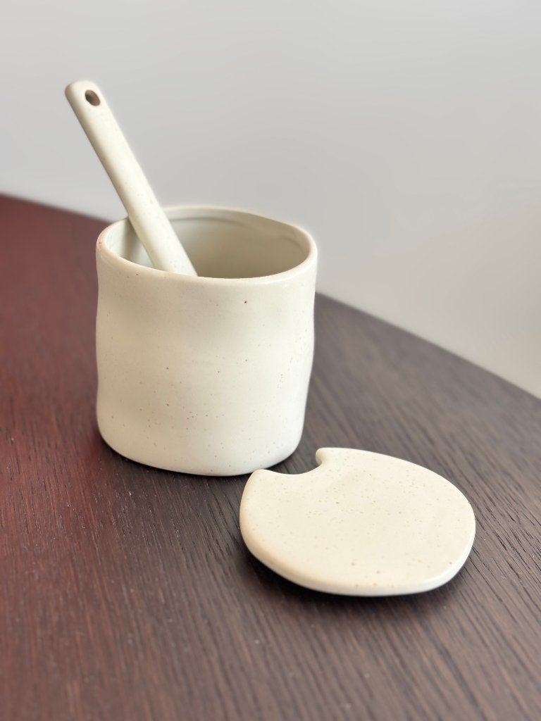 Suikerpot | Ferm Living Flow | Off white speckle, Ophalen, Overige typen, Zo goed als nieuw, Overige stijlen