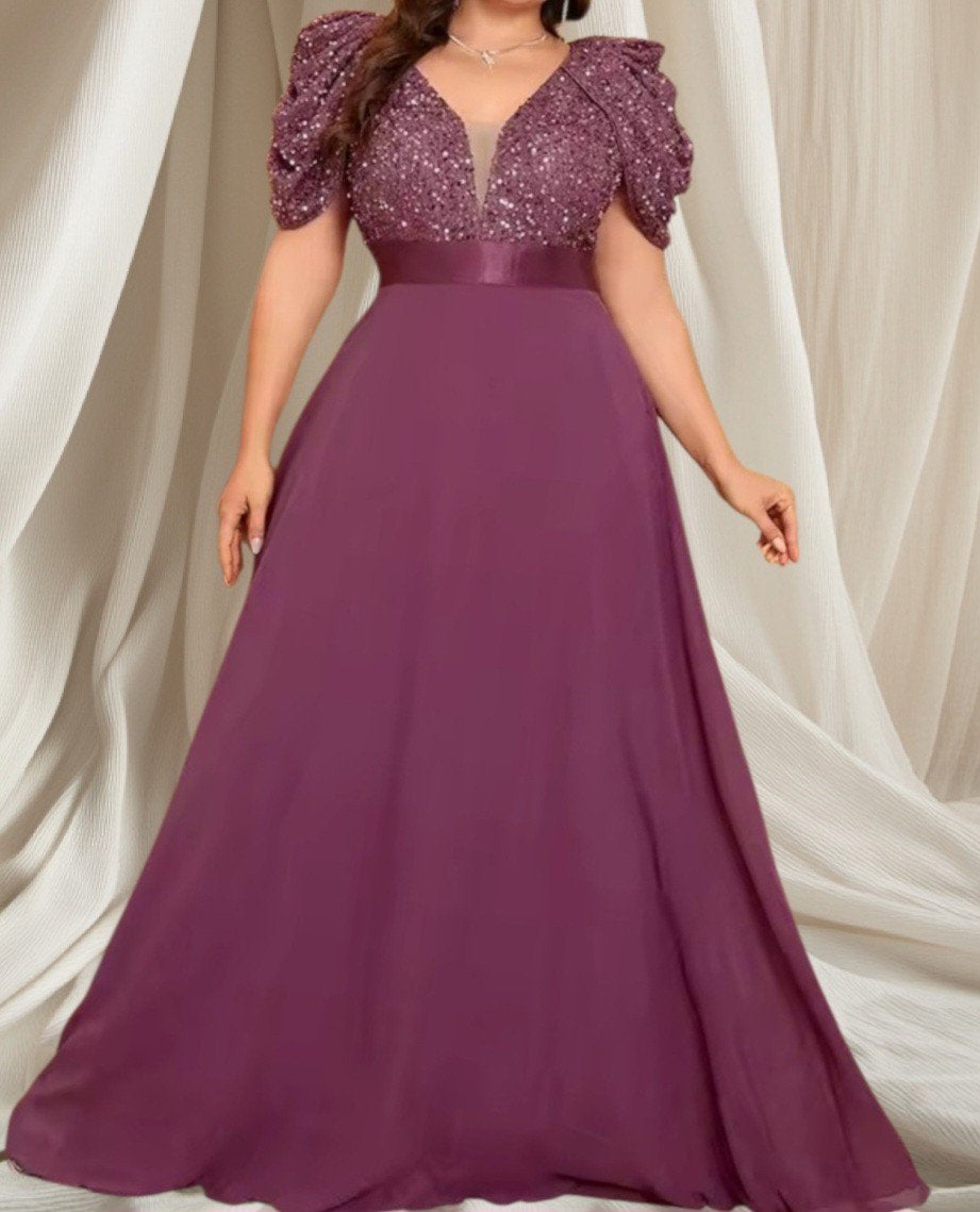 Mauve avondjurk met korte mouwen mt 40, Kleding | Dames, Gelegenheidskleding, Ophalen of Verzenden, Nieuw, Galajurk