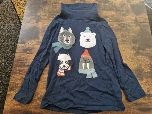 Donkerblauw shirt met dieren met kol Maat 110 h3, C&A, C&A, Onbekend, Nieuw