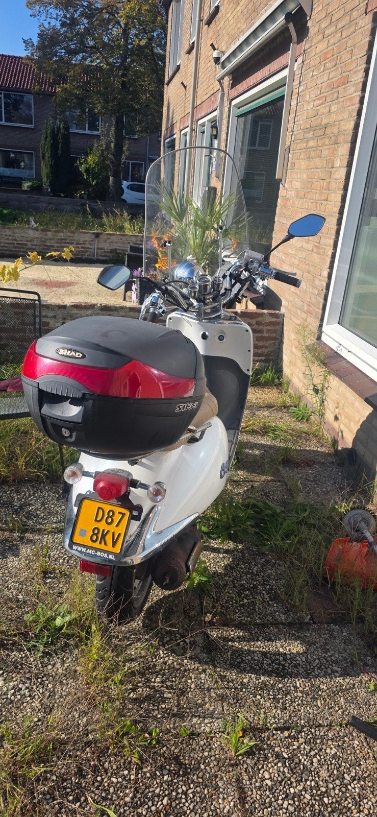 Sym Allo Scooter - Wit, met topkoffer en windscherm, Ophalen, Gebruikt, Maximaal 45 km/u, Allo