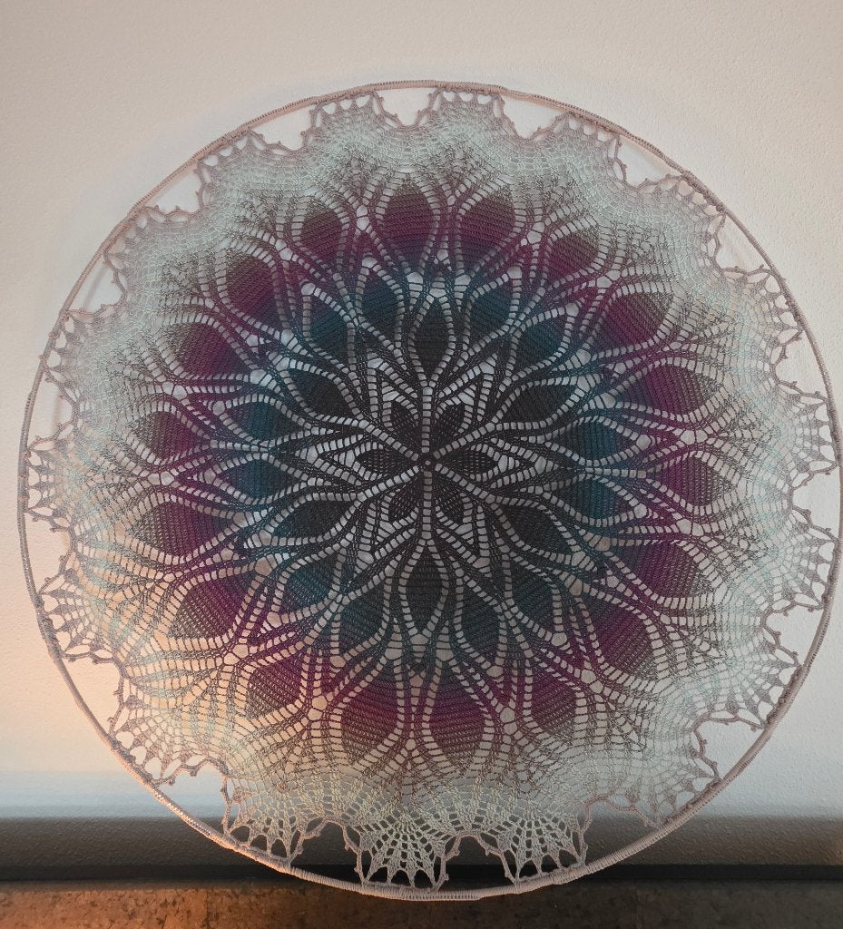 Mandala haakwerk, 1 meter doorsnede voor aan de muur., Ophalen, Boho, Meerkleurig, Textiel