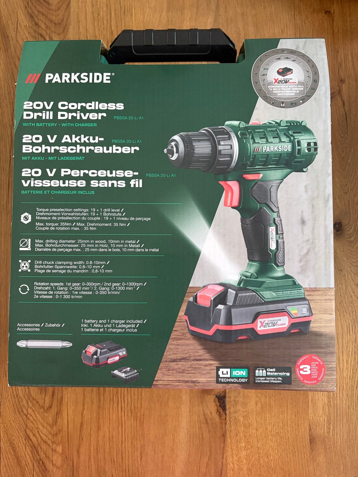 Parkside 20V Accu Boor-/Schroefmachine - Nieuw in doos, Variabele snelheid, Nieuw, Ophalen of Verzenden, Boor- en Schroefmachine