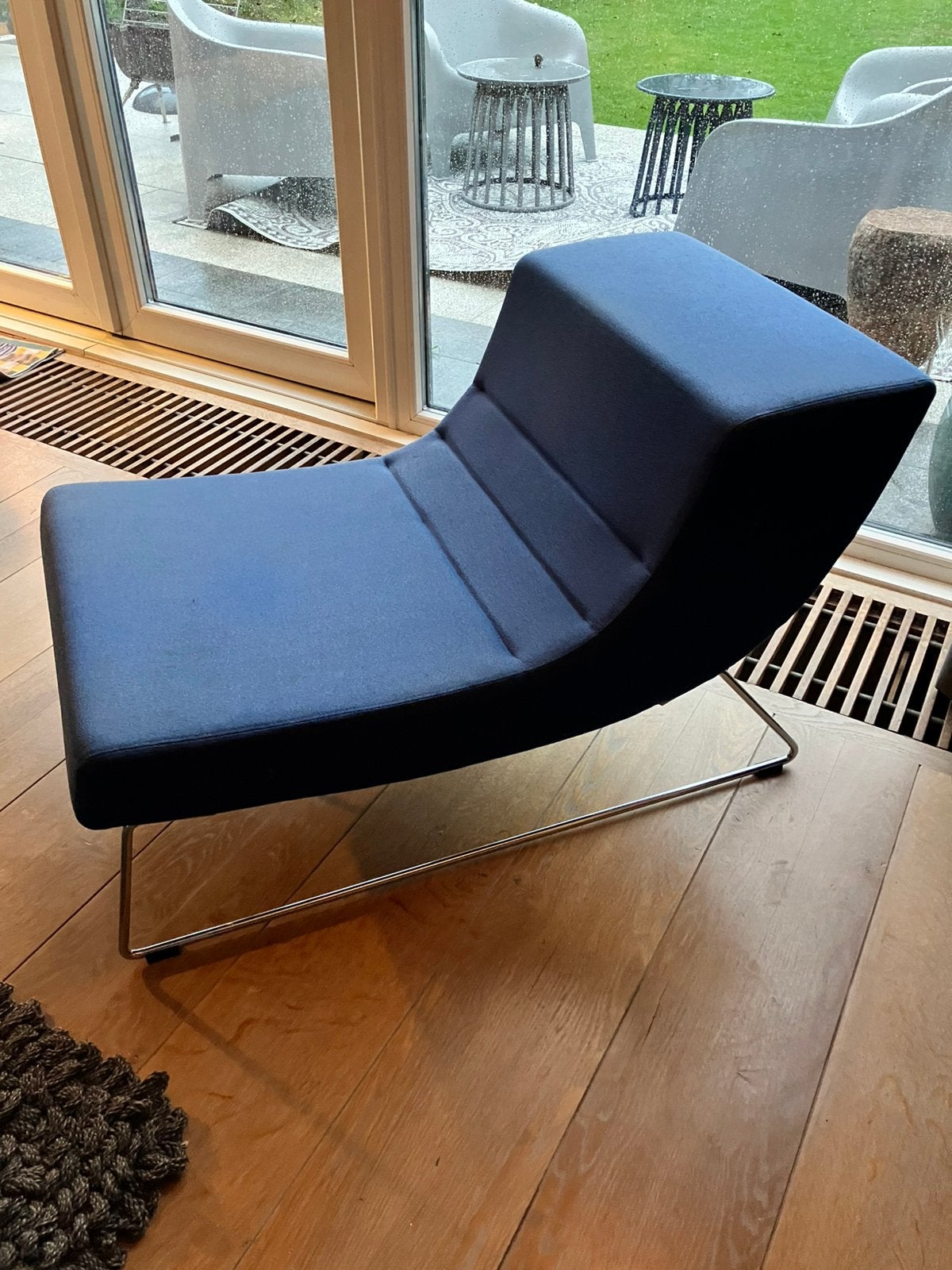 Blå Station Fatback design fauteuil van Fredrik Mattson, Huis en Inrichting, Ophalen, 75 tot 100 cm, Zo goed als nieuw, Metaal