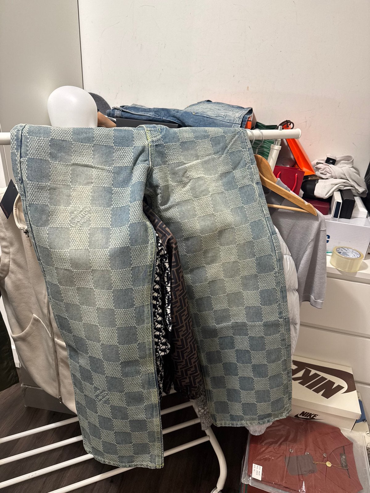 Louis Vuitton Damier Denim Jeans, Ophalen of Verzenden, Nieuw, Blauw