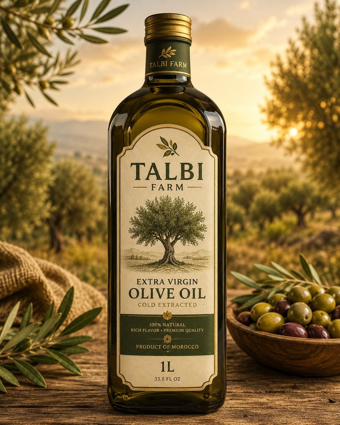 Talbi Farm - Premium extra vierge olijfolie (1L), Ophalen