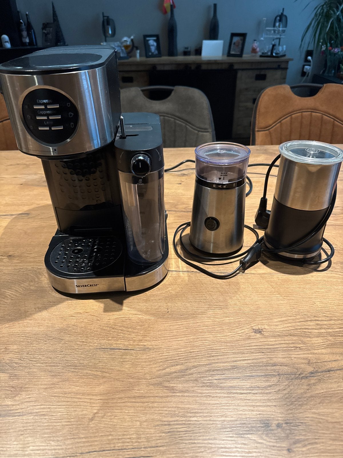 Espresso Apparaat, Melkopschuimer en koffiebonen molen, Stoompijpje, Espresso apparaat, Gemalen koffie, Ophalen of Verzenden