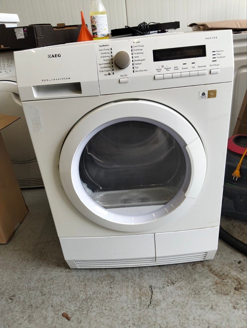 aeg lavatherm protex condens droger, Ophalen, 6 tot 8 kg, Gebruikt, Anti-kreukfase