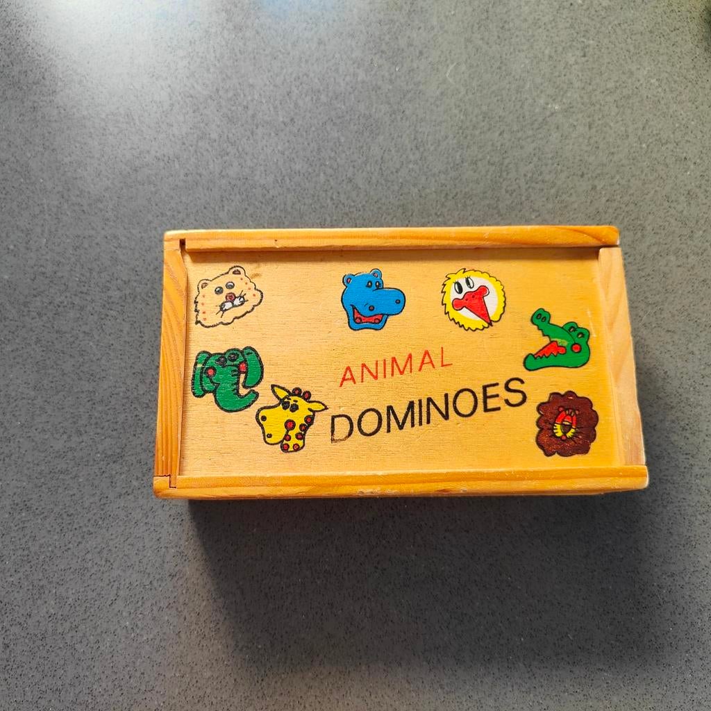 Vintage houten dieren domino, Ophalen of Verzenden, Zo goed als nieuw, Puzzelen