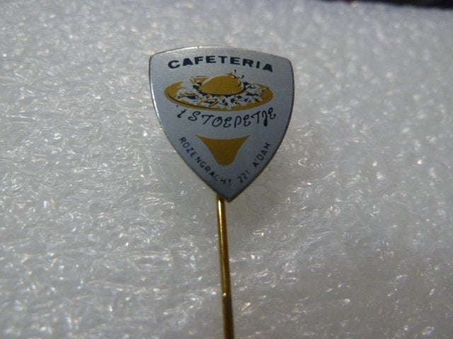 Vintage Speld Cafetaria 't Stoepje Rozengracht A'dam, Ophalen of Verzenden, Gebruikt, Stad of Land, Speldje of Pin