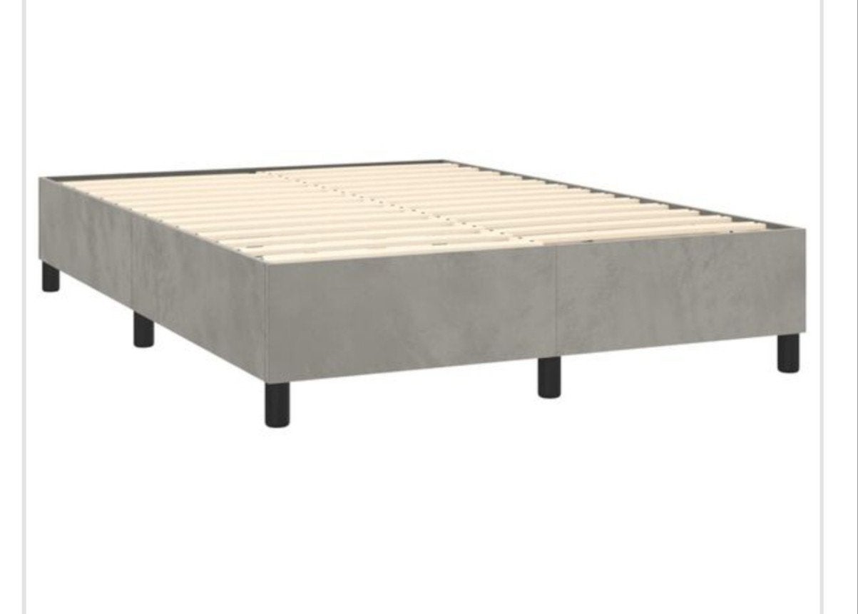 Nieuwe Stijlvol grijs bedframe met lattenbodem 140 x 190, Ophalen, Tweepersoons, Zo goed als nieuw, 200 cm