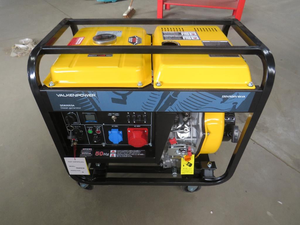 Dieselgenerator  aggregraat 5 kW mobiel elektrisch starten, Valkenpower, Elektrisch startend, Dieselolie, Nieuw