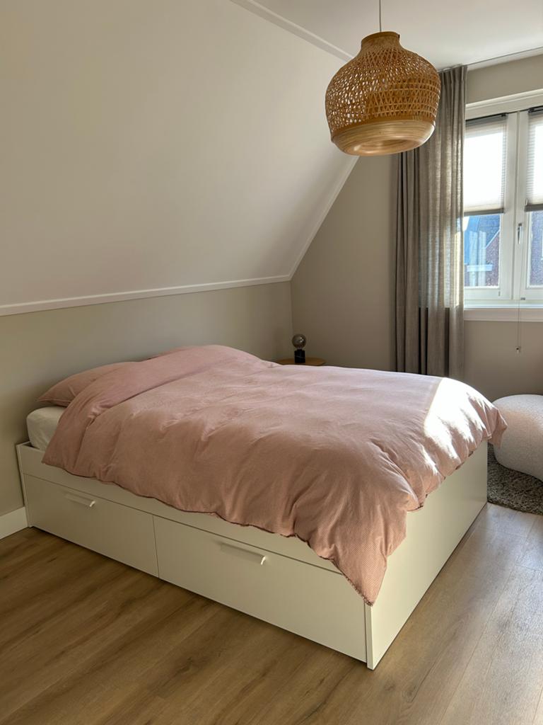 Ikea Brimnes bed 140x200 met opberglades en matras, Ophalen, Wit, Tweepersoons, 140 cm