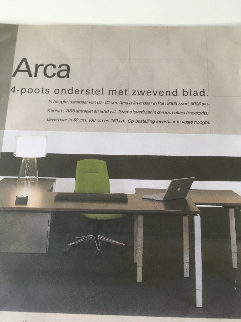 VERSTELBAAR BUREAU MERK ARCA 180 X 80 CM WIT, Overige typen, 180 cm, Zo goed als nieuw, 80 cm