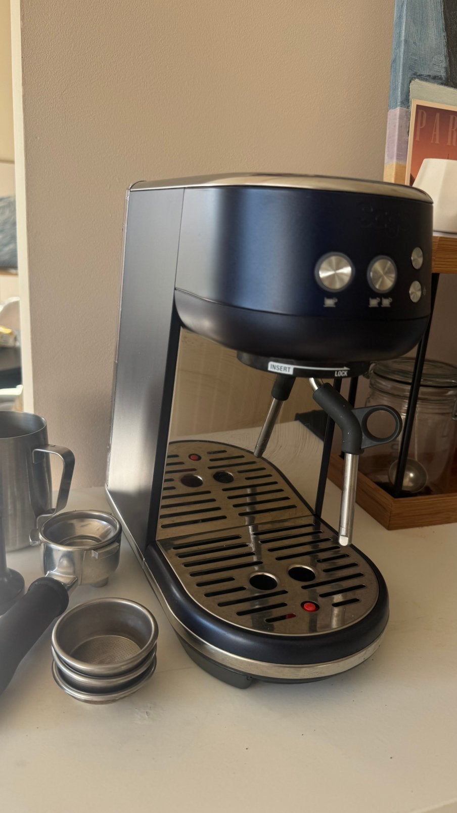 Sage The Bambino Espressomachine - Donkerblauw, Witgoed en Apparatuur, Ophalen, Afneembaar waterreservoir, Espresso apparaat, Nieuw