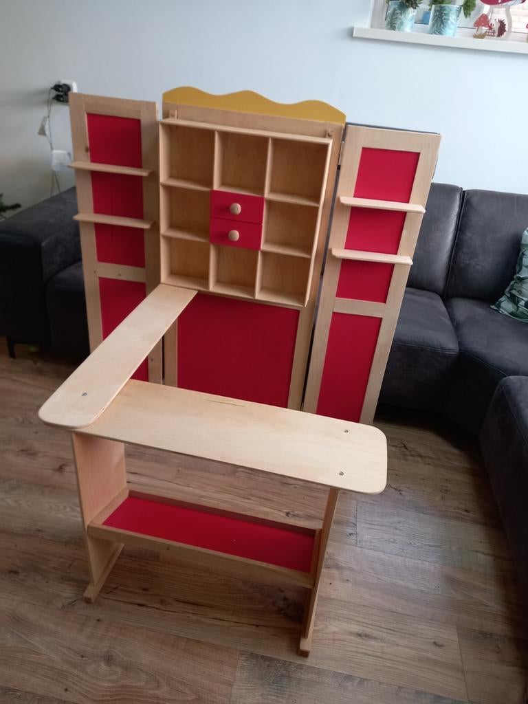 2 in 1 - Houten Winkel / Poppenkast, Kinderen en Baby's, Speelgoed | Overig, Ophalen, Jongen of Meisje