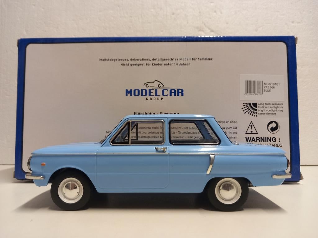 Zaz 9 6 6 sedan light blue Mcg 1:18 KRD, Ophalen of Verzenden, Zo goed als nieuw, Auto, Overige merken