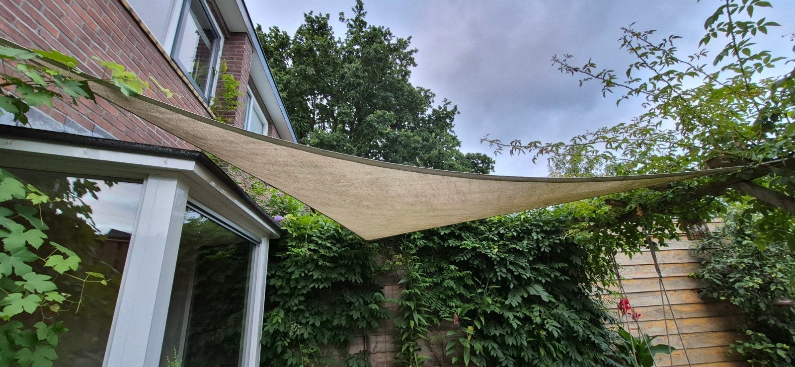 Zonz Schaduwdoek Waterdoorlatend 420x240cm met ophanging, Ophalen, Gebruikt
