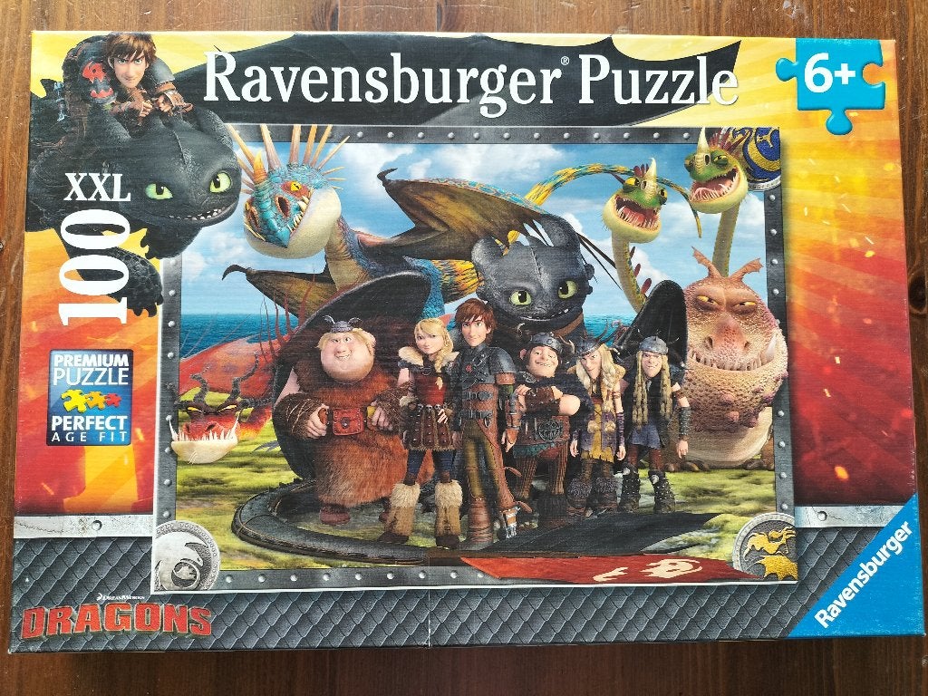 Dragons puzzel Toothless en vrienden / 100 XXL stukjes, Ophalen of Verzenden, Meer dan 50 stukjes, Zo goed als nieuw, 6 jaar of ouder