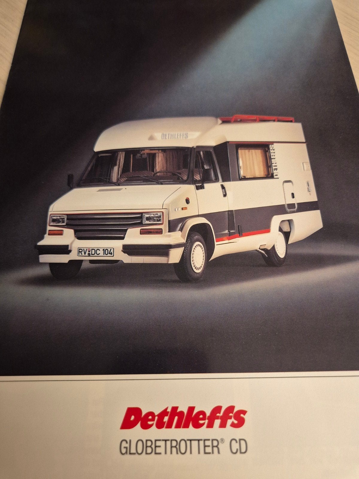 Jaren 80 Dethleffs Camper Fiat Ducato folder CD Globetrotter, Ophalen of Verzenden, Zo goed als nieuw