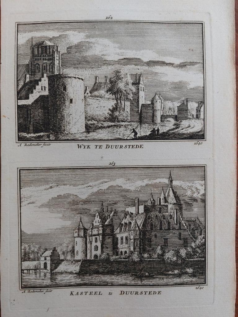 262-263 / Stad en kasteel Wijk bij Duurstede gravure, Antiek en Kunst, Kunst | Etsen en Gravures, Ophalen of Verzenden