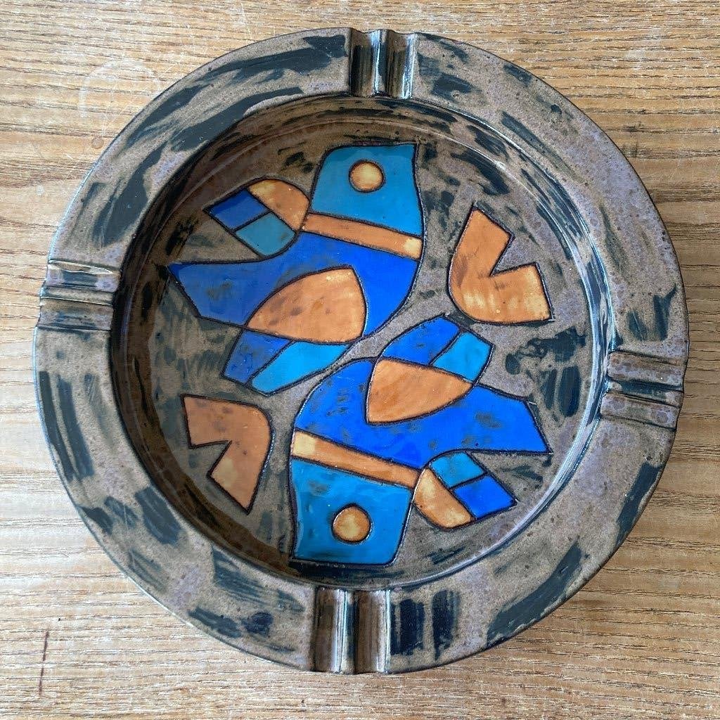 Vintage Henk Potters keramiek aardewerk schaal asbak vogels, Ophalen of Verzenden