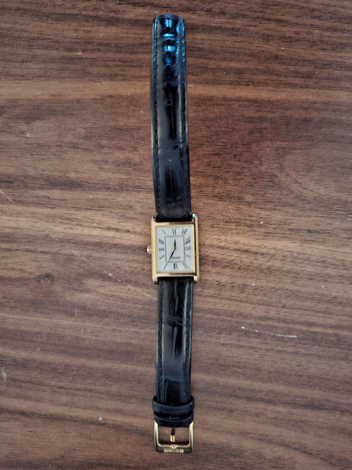 Seiko Polshorloge Goudkleurig met Zwart Leren Bandje, Sieraden, Tassen en Uiterlijk, Polshorloge, Ophalen of Verzenden, Overige materialen