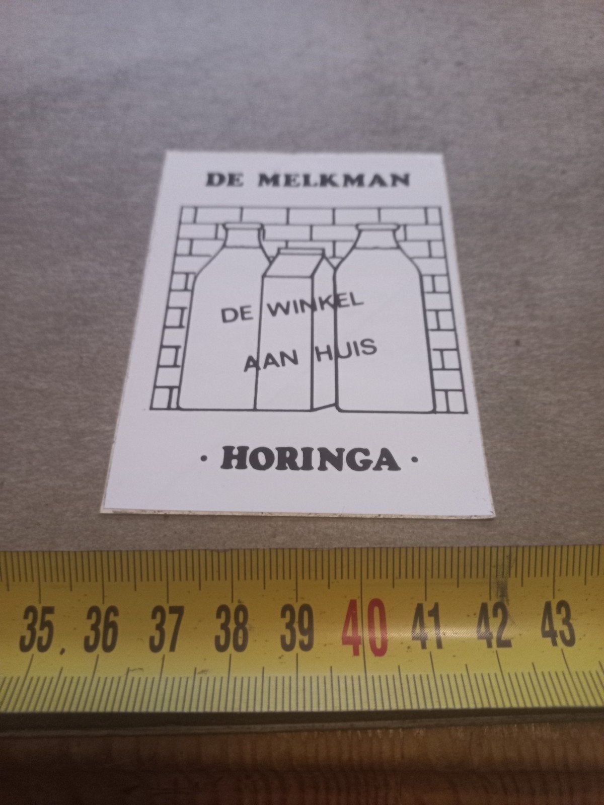 Vintage 'De Melkman' Horinga reclamesticker, Ophalen of Verzenden, Gebruikt